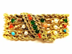 Bracelet Manchette Or jaune Cornaline