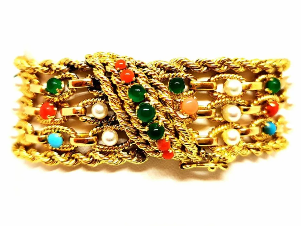 Bracelet Manchette Or jaune Cornaline