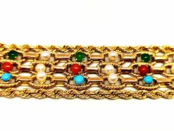 Bracelet Manchette Or jaune Cornaline