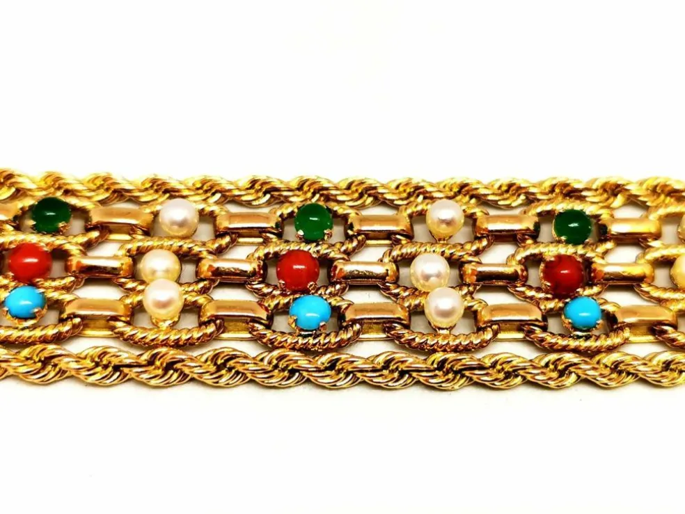 Bracelet Manchette Or jaune Cornaline