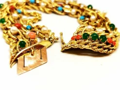Bracelet Manchette Or jaune Cornaline