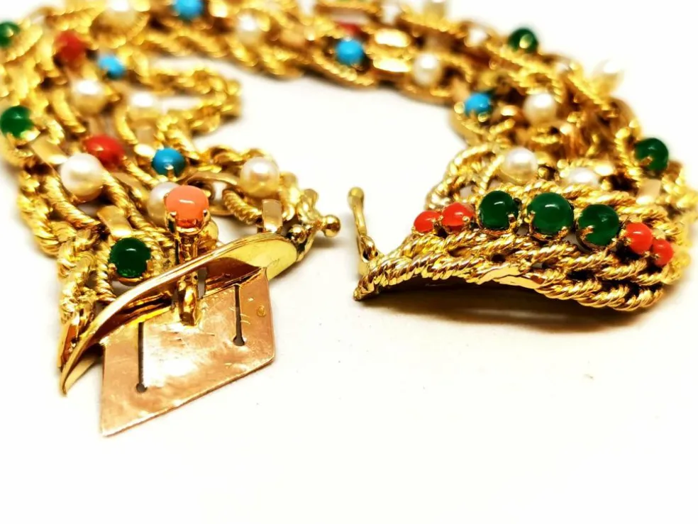 Bracelet Manchette Or jaune Cornaline