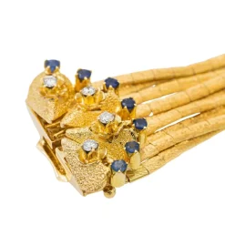 Bracelet Manchette Or jaune Diamant, Saphir