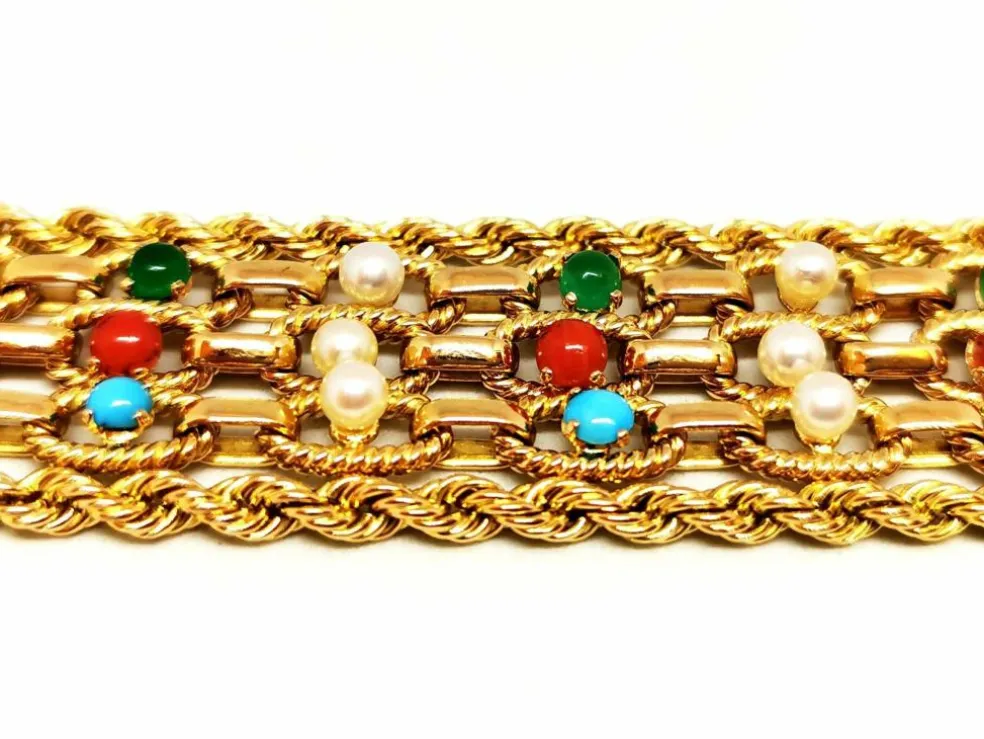 Bracelet Manchette Or jaune Cornaline
