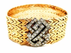 Bracelet Manchette Or jaune Diamant