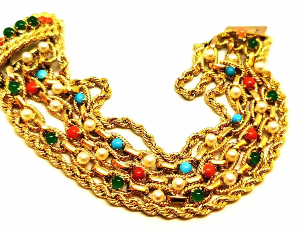 Bracelet Manchette Or jaune Cornaline
