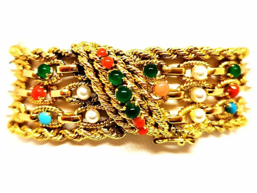 Bracelet Manchette Or jaune Cornaline