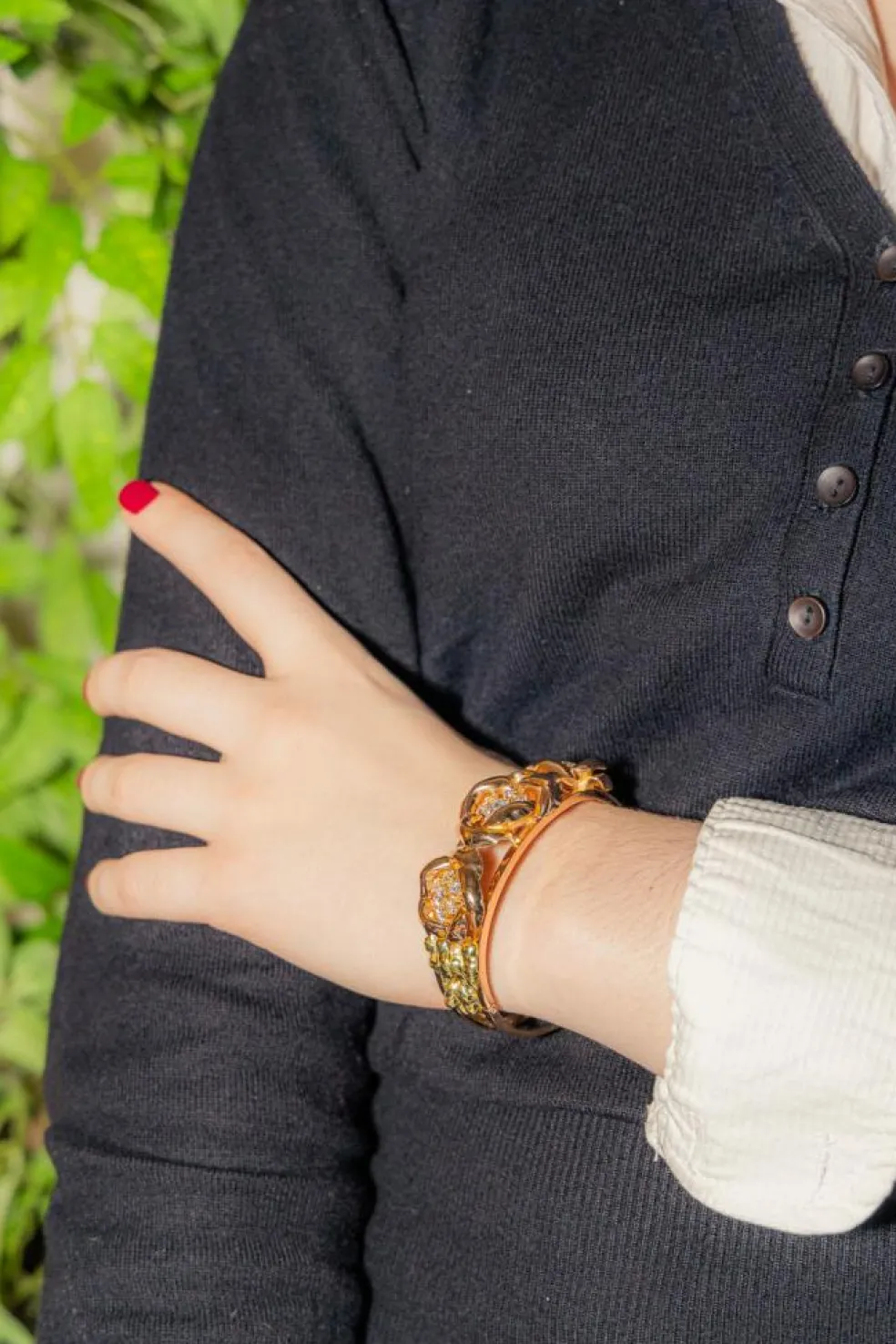 Bracelet Manchette Or rose Diamant