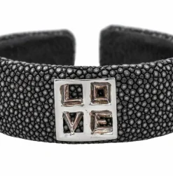 Bracelet Manchette Or rose Galuchat