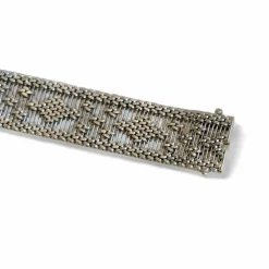 Bracelet manchette tissé or gris
