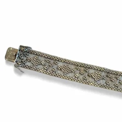Bracelet manchette tissé or gris