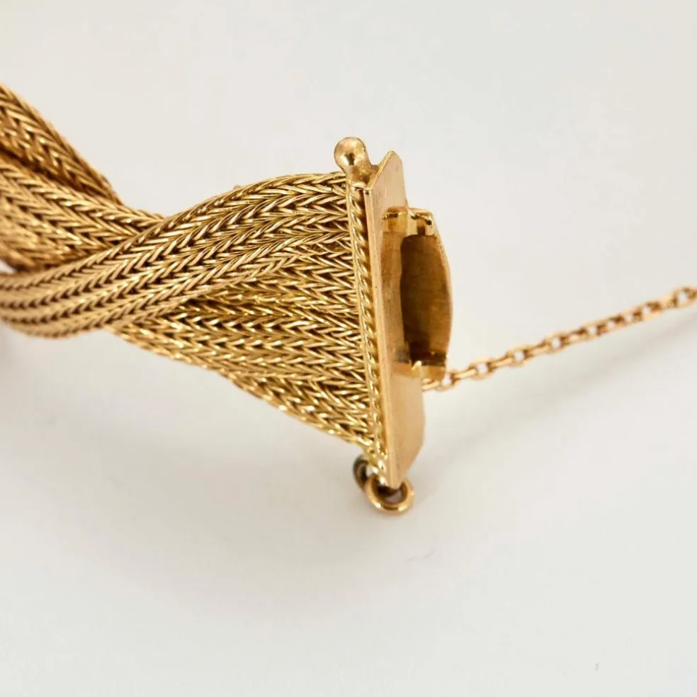 Bracelet manchette tressé en maille tissée or jaune