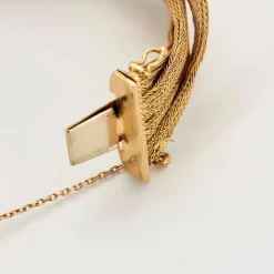 Bracelet manchette tressé en maille tissée or jaune