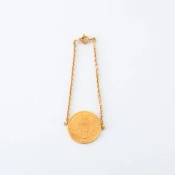 Bracelet médaille en or jaune & diamants
