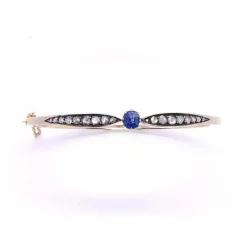 Bracelet 19ème « nœud » saphir, diamants, or et argent