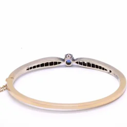 Bracelet 19ème « nœud » saphir, diamants, or et argent