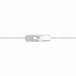 Bracelet menottes diamant or blanc