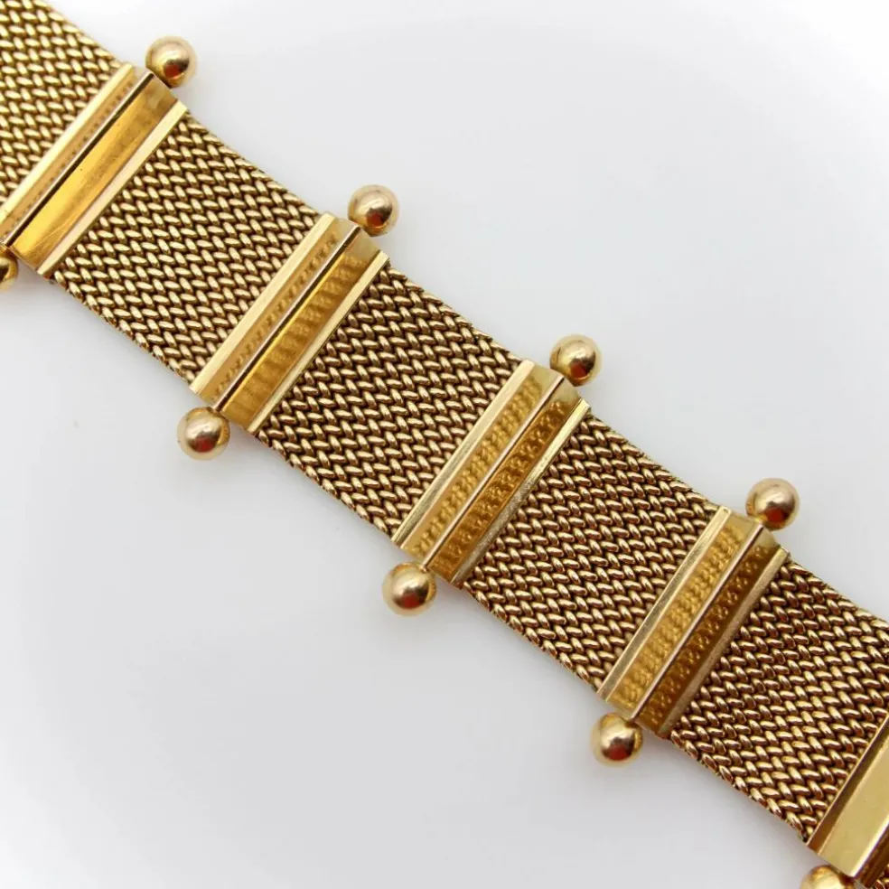 Bracelet moderne du milieu du siècle en or tissé 18 carats
