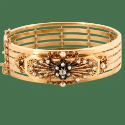 Bracelet Napoléon III or rose, perles et diamant
