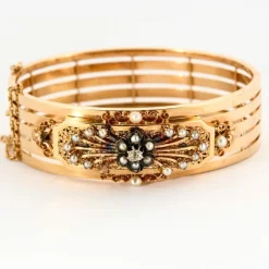 Bracelet Napoléon III or rose, perles et diamant