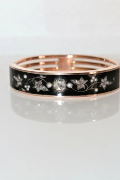 Bracelet Napoléon III Or Rose Et émail Noir