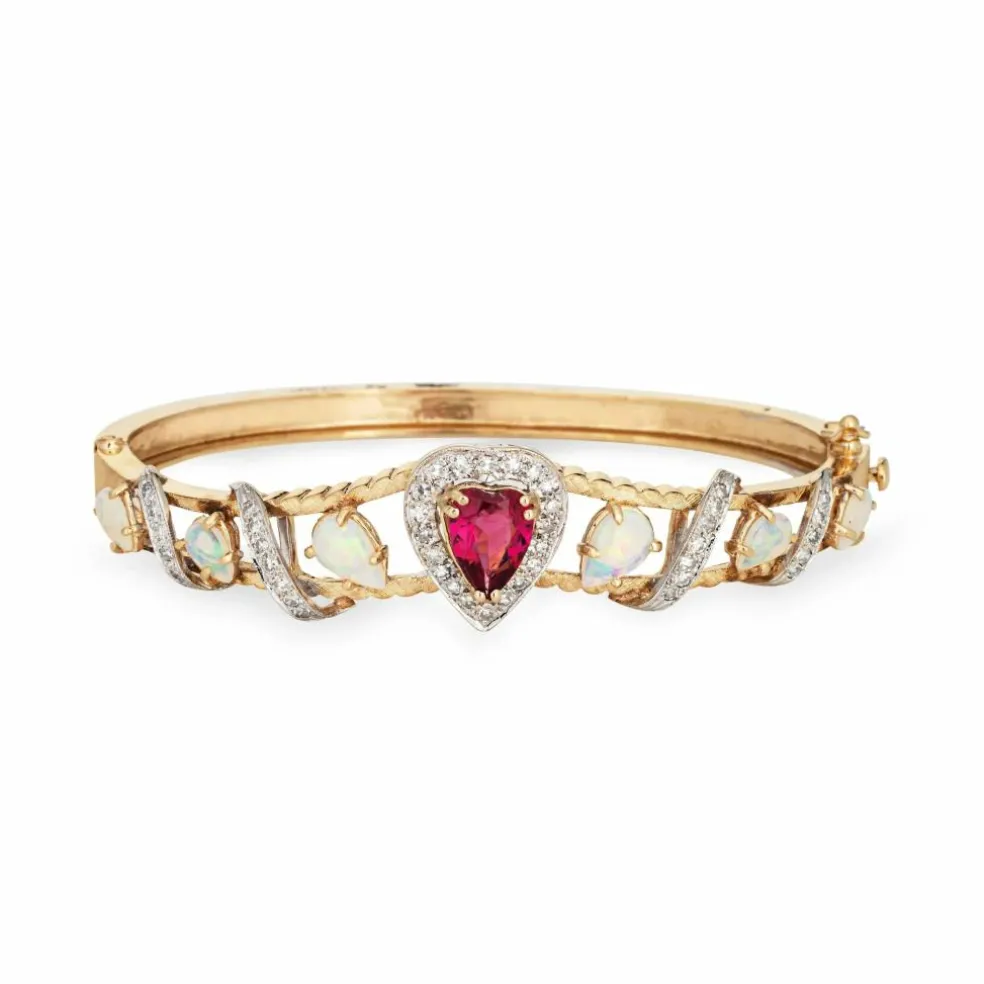 Bracelet Opale Tourmaline Rose Coeur Diamant