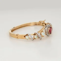 Bracelet Opale Tourmaline Rose Coeur Diamant
