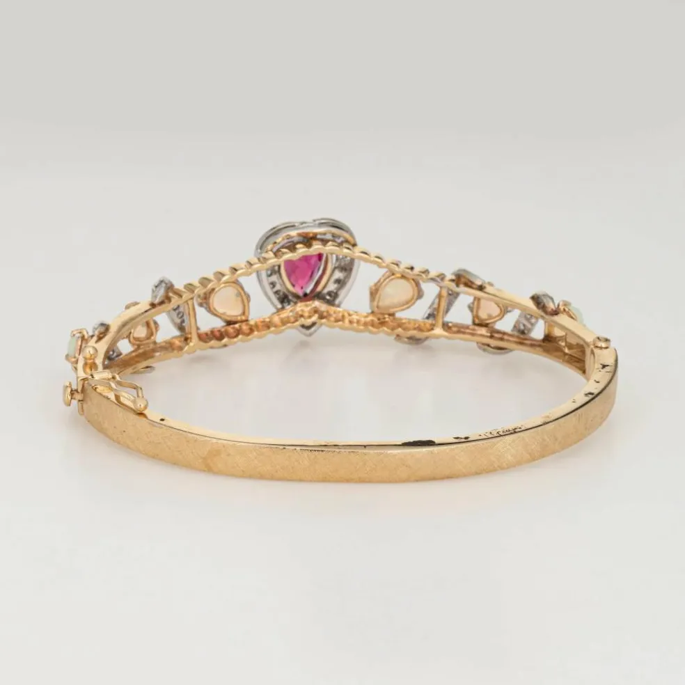 Bracelet Opale Tourmaline Rose Coeur Diamant