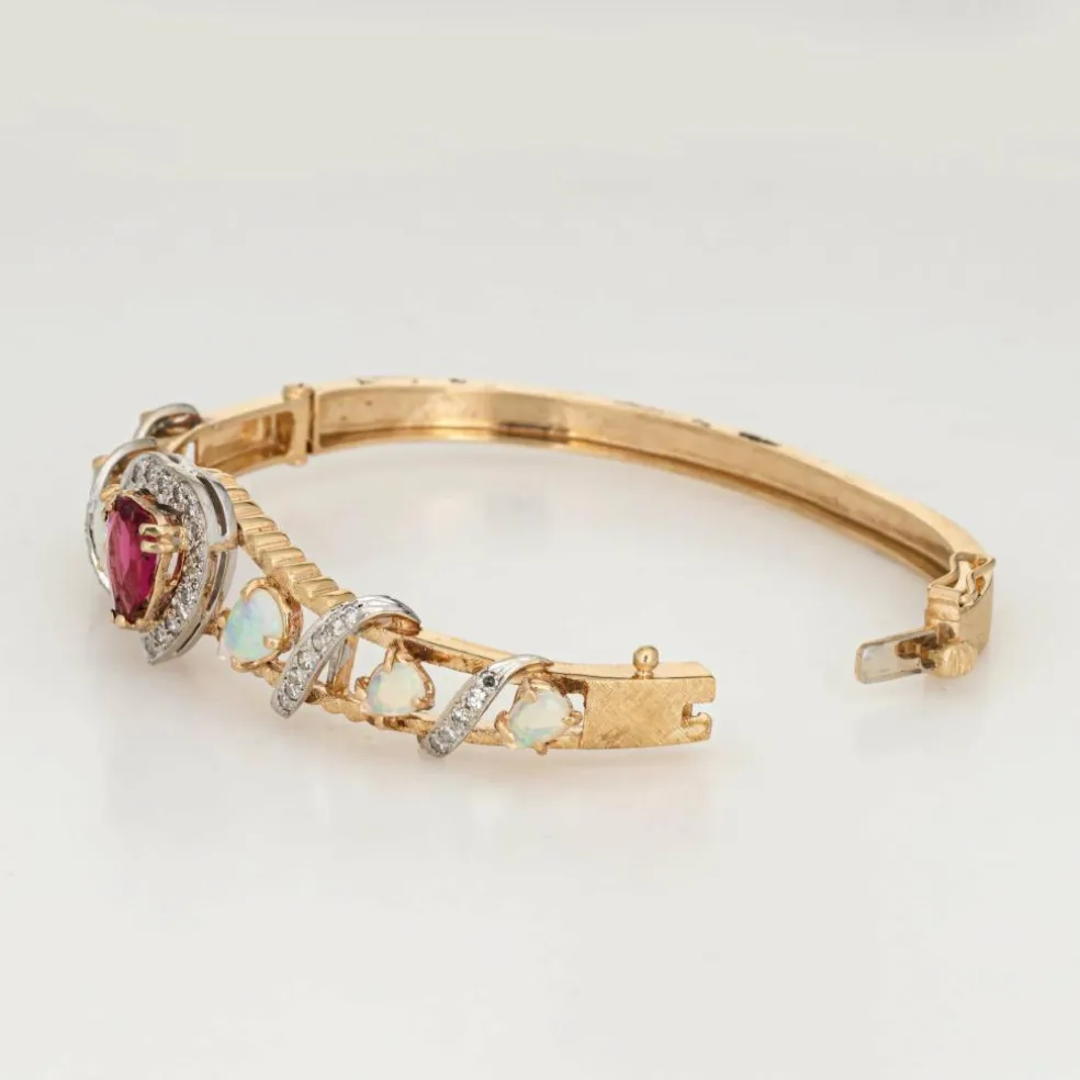 Bracelet Opale Tourmaline Rose Coeur Diamant