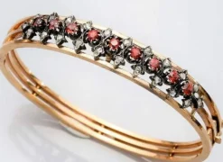 Bracelet or 18 carats diamants et grenats époque Napoléon III