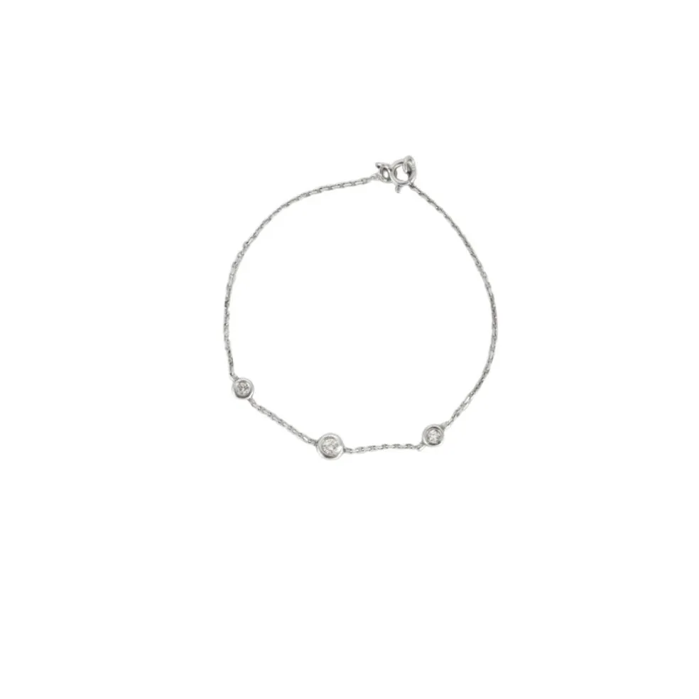 Bracelet or blanc 3 diamants