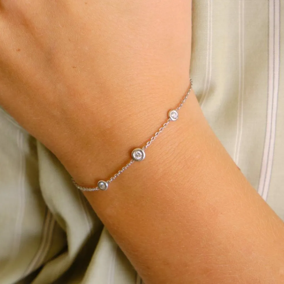 Bracelet or blanc 3 diamants