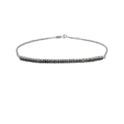 Bracelet or blanc barrette diamants noirs