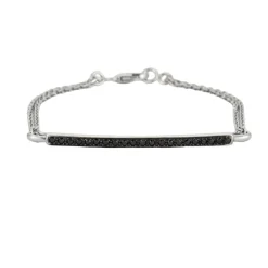 Bracelet or blanc barrette de diamants noirs