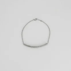 Bracelet or blanc barrette diamants noirs