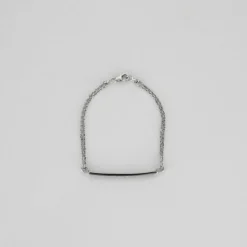 Bracelet or blanc barrette de diamants noirs