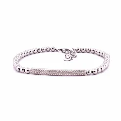 Bracelet or blanc boules et barrettes diamants