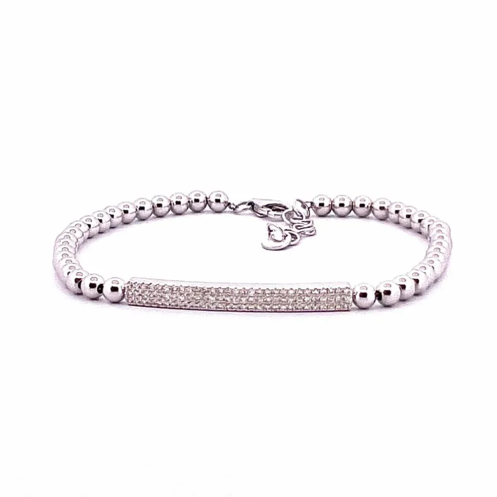 Bracelet or blanc boules et barrettes diamants