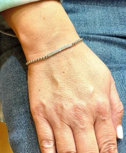 Bracelet or blanc boules et barrettes diamants