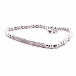 Bracelet or blanc boules et barrettes diamants
