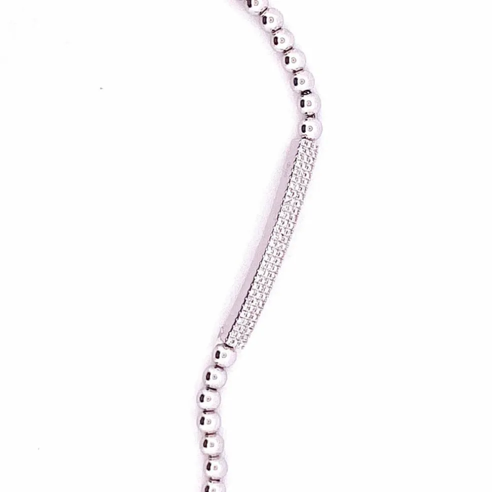Bracelet or blanc boules et barrettes diamants