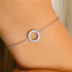 Bracelet or blanc cercle de diamants