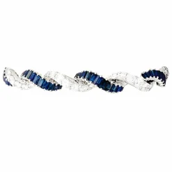 Bracelet or blanc, diamants, saphirs.