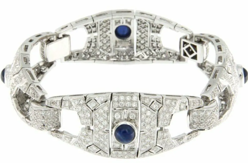Bracelet or blanc diamants saphirs