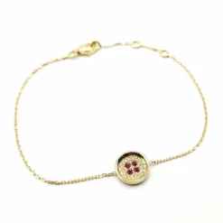 Bracelet or blanc diamants et rubis signé Ely Bela