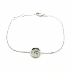 Bracelet or blanc diamants émeraudes signé Ely Bela