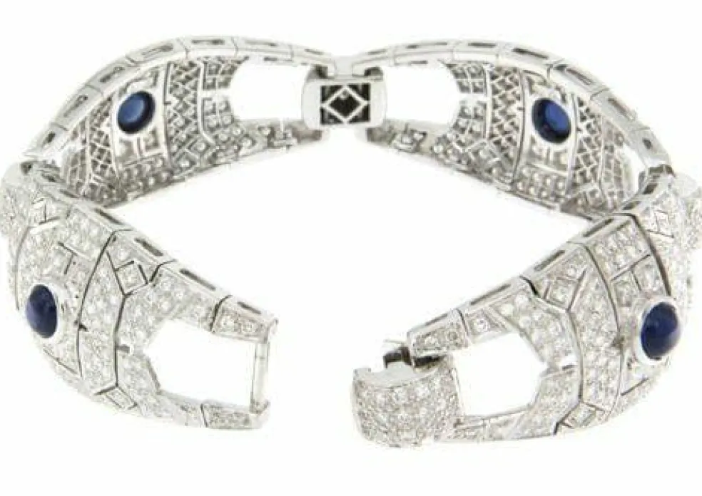 Bracelet or blanc diamants saphirs