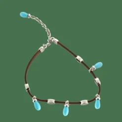 BRACELET OR BLANC, DIAMANTS ET TURQUOISE.