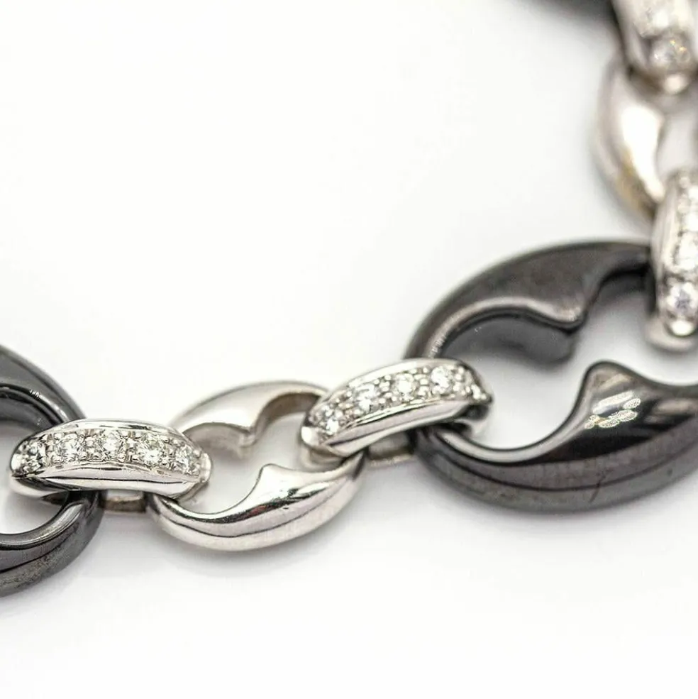 Bracelet Or blanc Diamants Céramique noire