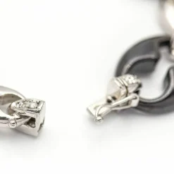 Bracelet Or blanc Diamants Céramique noire